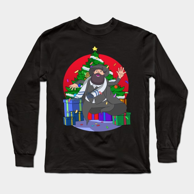 Jewish Man Hanukkah Christmas Long Sleeve T-Shirt by Noseking